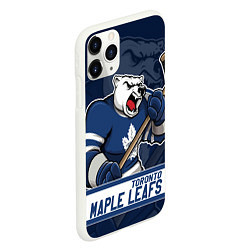 Чехол iPhone 11 Pro матовый Торонто Мейпл Лифс, Toronto Maple Leafs Маскот, цвет: 3D-белый — фото 2