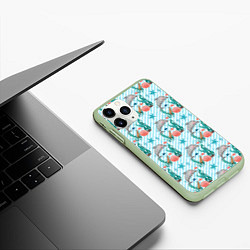 Чехол iPhone 11 Pro матовый Дельфины Море, цвет: 3D-салатовый — фото 2