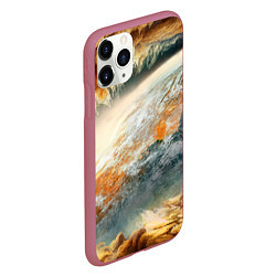 Чехол iPhone 11 Pro матовый Песчаный Космос, цвет: 3D-малиновый — фото 2