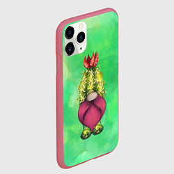 Чехол iPhone 11 Pro матовый Гном - кактус, цвет: 3D-малиновый — фото 2