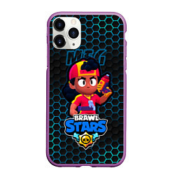 Чехол iPhone 11 Pro матовый Мэг BRAWL STARS соты, цвет: 3D-фиолетовый