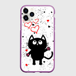 Чехол iPhone 11 Pro матовый Влюблённый котик Cat Love, цвет: 3D-фиолетовый