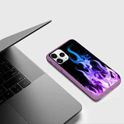 Чехол iPhone 11 Pro матовый ОГОНЬ НЕОНОВЫЙ, цвет: 3D-фиолетовый — фото 2