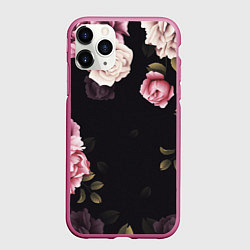 Чехол iPhone 11 Pro матовый РОЗЫ И ПИОНЫ, цвет: 3D-малиновый