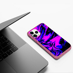 Чехол iPhone 11 Pro матовый НЕОНОВЫЕ РАЗВОДЫ КРАСОК, цвет: 3D-малиновый — фото 2