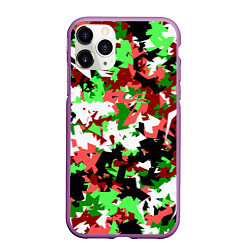 Чехол iPhone 11 Pro матовый Красно-зеленый камуфляж, цвет: 3D-фиолетовый