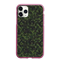 Чехол iPhone 11 Pro матовый Камуфляж с холстовой сеткой, цвет: 3D-малиновый