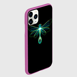 Чехол iPhone 11 Pro матовый Неоновая стрекоза, цвет: 3D-фиолетовый — фото 2