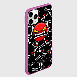 Чехол iPhone 11 Pro матовый Geometry Dash смайлы, цвет: 3D-фиолетовый — фото 2
