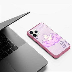 Чехол iPhone 11 Pro матовый Муми-тролль и счастливое облако, цвет: 3D-малиновый — фото 2