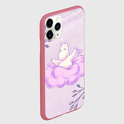 Чехол iPhone 11 Pro матовый Муми-тролль и счастливое облако, цвет: 3D-малиновый — фото 2