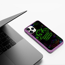 Чехол iPhone 11 Pro матовый League Of Legends неон - Arcane, цвет: 3D-фиолетовый — фото 2