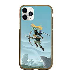Чехол iPhone 11 Pro матовый Зельда и Линк, цвет: 3D-коричневый