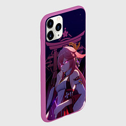 Чехол iPhone 11 Pro матовый Genshin Impact - Гудзи Яэ Мико, цвет: 3D-фиолетовый — фото 2