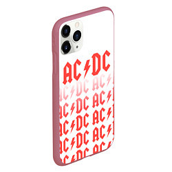 Чехол iPhone 11 Pro матовый Acdc Паттерн, цвет: 3D-малиновый — фото 2
