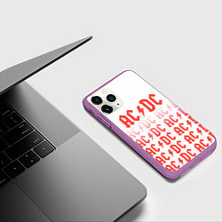 Чехол iPhone 11 Pro матовый Acdc Паттерн, цвет: 3D-фиолетовый — фото 2