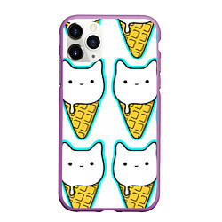 Чехол iPhone 11 Pro матовый Гигантские коты мороженое, цвет: 3D-фиолетовый