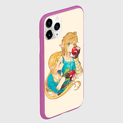 Чехол iPhone 11 Pro матовый Линк и Зельда с яблоками, цвет: 3D-фиолетовый — фото 2
