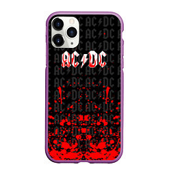 Чехол iPhone 11 Pro матовый Acdc Паттерн, цвет: 3D-фиолетовый