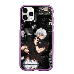 Чехол iPhone 11 Pro матовый Грустный Канеки Токийский Гуль Tokyo Ghoul, цвет: 3D-фиолетовый