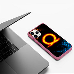 Чехол iPhone 11 Pro матовый GOD OF WAR CRATOS FIRE SYMBOL RUNE, цвет: 3D-малиновый — фото 2