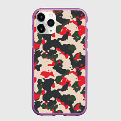 Чехол iPhone 11 Pro матовый Модный Камуфляж - милитари, цвет: 3D-фиолетовый