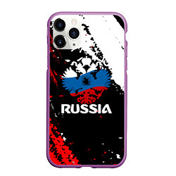 Чехол iPhone 11 Pro матовый Russia Герб в цвет Флага, цвет: 3D-фиолетовый