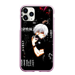 Чехол iPhone 11 Pro матовый Токийский Гуль на фоне Иероглифов Tokyo Ghoul, цвет: 3D-розовый