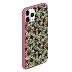Чехол iPhone 11 Pro матовый Доллары и Драгоценности, цвет: 3D-малиновый — фото 2