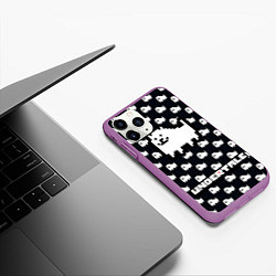 Чехол iPhone 11 Pro матовый UNDERTALE DOG AND LOGO УНДЕРТАЛЕ, цвет: 3D-фиолетовый — фото 2