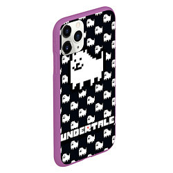 Чехол iPhone 11 Pro матовый UNDERTALE DOG AND LOGO УНДЕРТАЛЕ, цвет: 3D-фиолетовый — фото 2