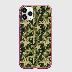 Чехол iPhone 11 Pro матовый Star camouflage, цвет: 3D-малиновый