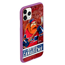 Чехол iPhone 11 Pro матовый Монреаль Канадиенс, Montreal Canadiens Маскот, цвет: 3D-фиолетовый — фото 2