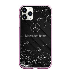 Чехол iPhone 11 Pro матовый Mercedes-Benz штрихи black, цвет: 3D-розовый