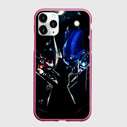 Чехол iPhone 11 Pro матовый Тансформеры Оптимус и Мегатрон 2022, цвет: 3D-малиновый