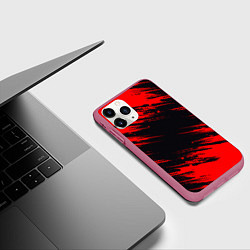 Чехол iPhone 11 Pro матовый Красная краска брызги, цвет: 3D-малиновый — фото 2