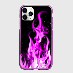 Чехол iPhone 11 Pro матовый ОГОНЬ НЕОНОВЫЙ ПЛАМЯ, цвет: 3D-фиолетовый