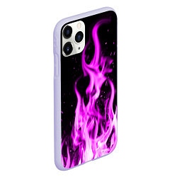 Чехол iPhone 11 Pro матовый ОГОНЬ НЕОНОВЫЙ ПЛАМЯ, цвет: 3D-светло-сиреневый — фото 2
