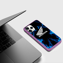 Чехол iPhone 11 Pro матовый Honda Fire, цвет: 3D-фиолетовый — фото 2