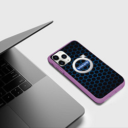 Чехол iPhone 11 Pro матовый Volvo Соты, цвет: 3D-фиолетовый — фото 2