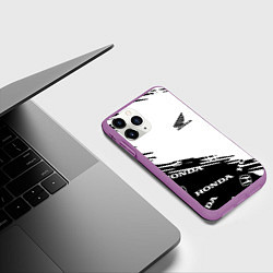 Чехол iPhone 11 Pro матовый Honda sport pattern, цвет: 3D-фиолетовый — фото 2