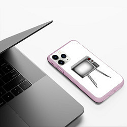 Чехол iPhone 11 Pro матовый Старый телевизор, цвет: 3D-розовый — фото 2