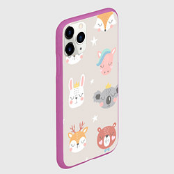 Чехол iPhone 11 Pro матовый Мордочки зверят, цвет: 3D-фиолетовый — фото 2