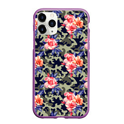 Чехол iPhone 11 Pro матовый Military rose, цвет: 3D-фиолетовый