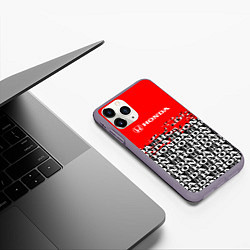 Чехол iPhone 11 Pro матовый Honda - Pattern, цвет: 3D-серый — фото 2