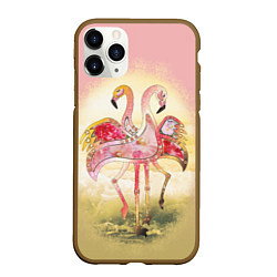 Чехол iPhone 11 Pro матовый Танец Любви 2 Фламинго, цвет: 3D-коричневый