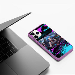 Чехол iPhone 11 Pro матовый JINX Граффити, цвет: 3D-фиолетовый — фото 2