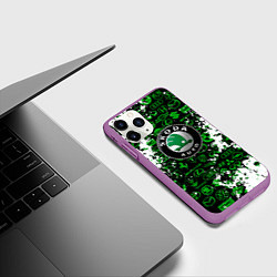 Чехол iPhone 11 Pro матовый Skoda брызги красок, цвет: 3D-фиолетовый — фото 2