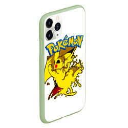 Чехол iPhone 11 Pro матовый Пикачу злой Pokemon, цвет: 3D-салатовый — фото 2