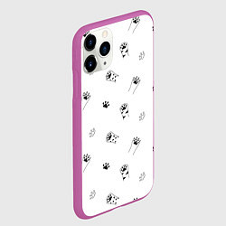 Чехол iPhone 11 Pro матовый Паттерн - кошачьи лапки 3D, цвет: 3D-фиолетовый — фото 2